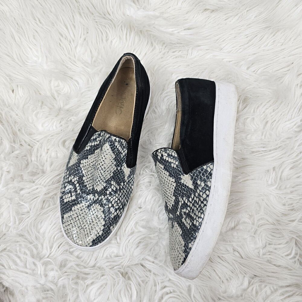 VIONIC Splendid Midi Black Snake Print Sneakers Shoe Loafers Womens Size US 7